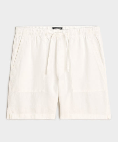 7" Linen Beach Short - White
