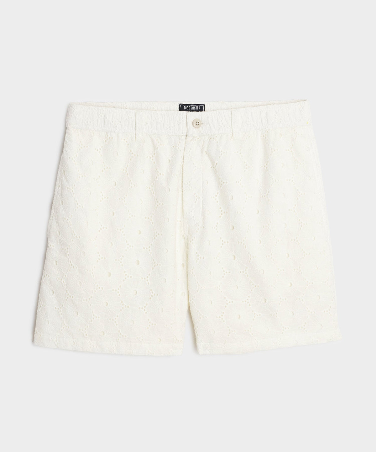 5" Embroidered Cotton Beachcomber Short - White