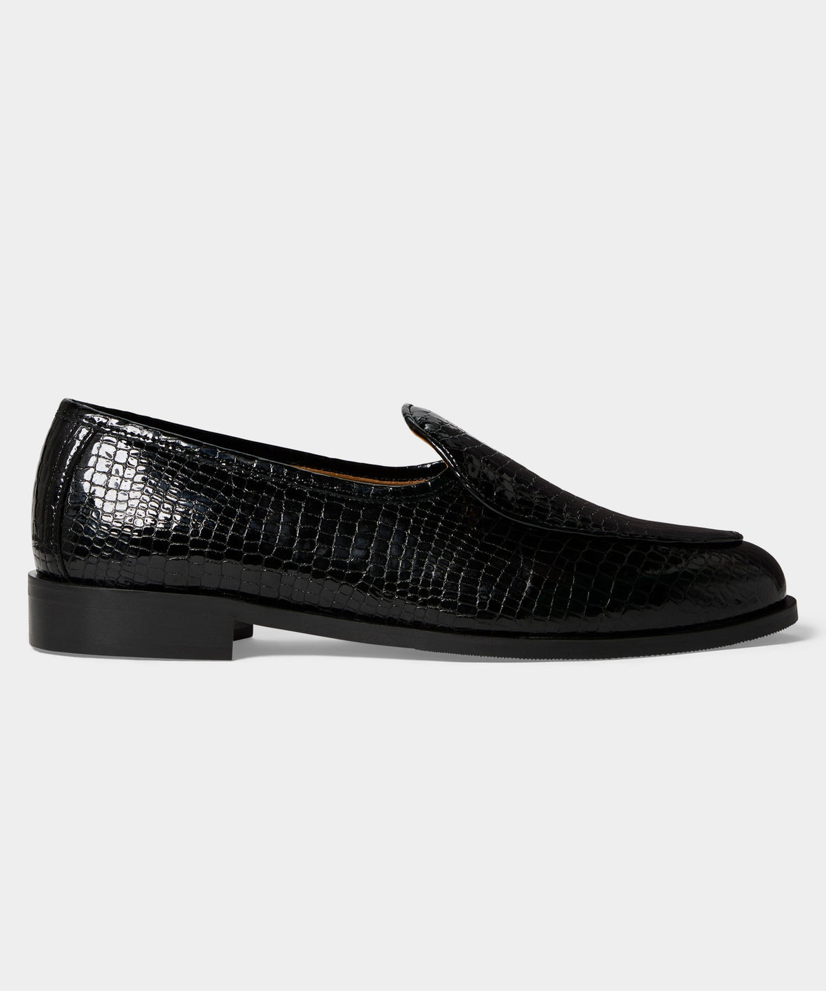 Jacques Solovière Leather Croc Stamp Loafer - Black