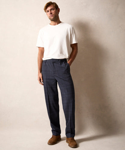 Italian Wool Side Elastic Trouser - Navy