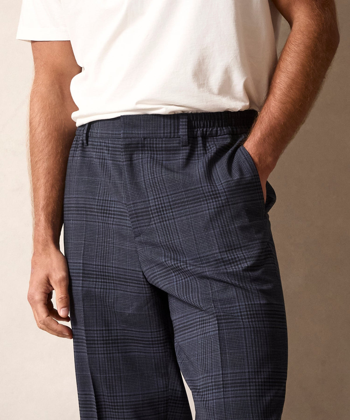 Italian Wool Side Elastic Trouser - Navy