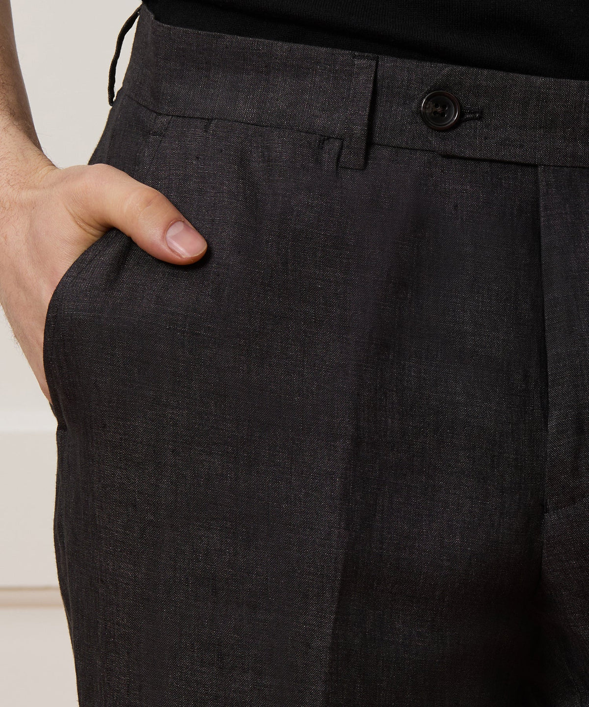 Italian Linen Sutton Trouser - Charcoal