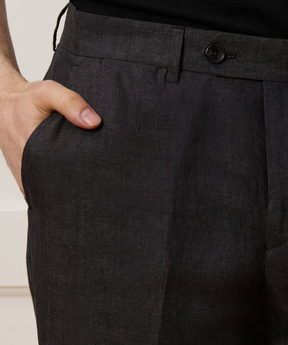 Italian Linen Sutton Trouser - Charcoal