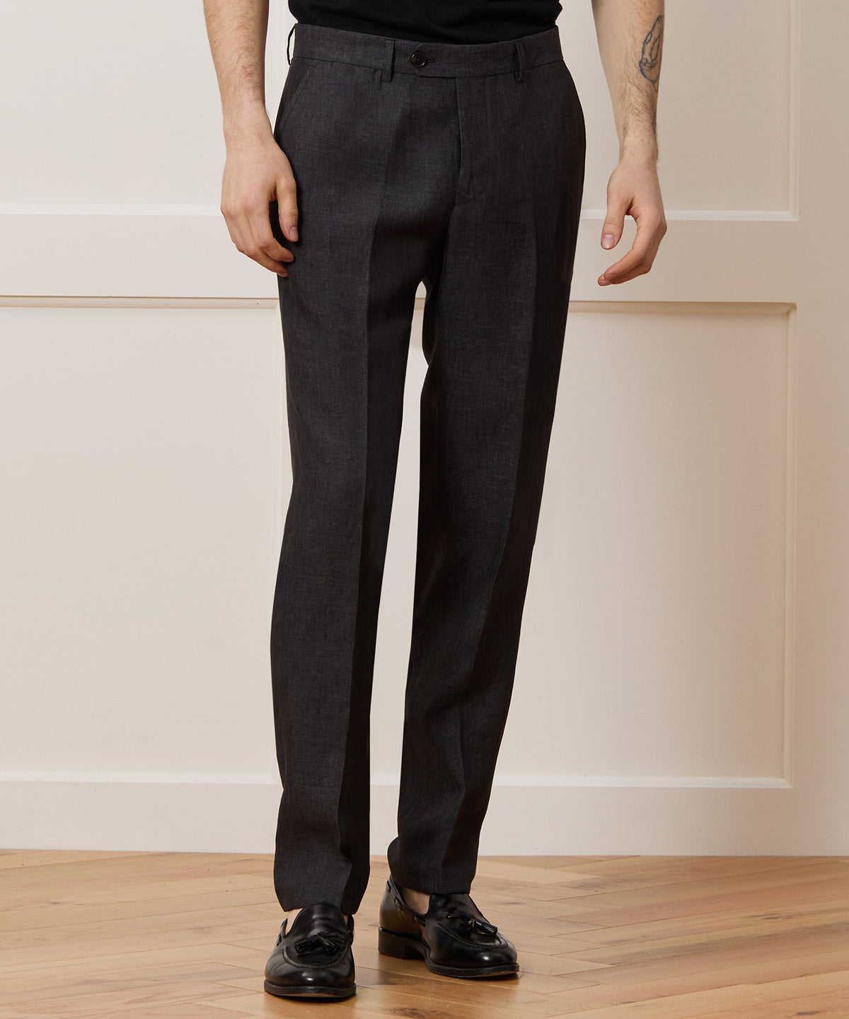 Italian Linen Sutton Trouser - Charcoal