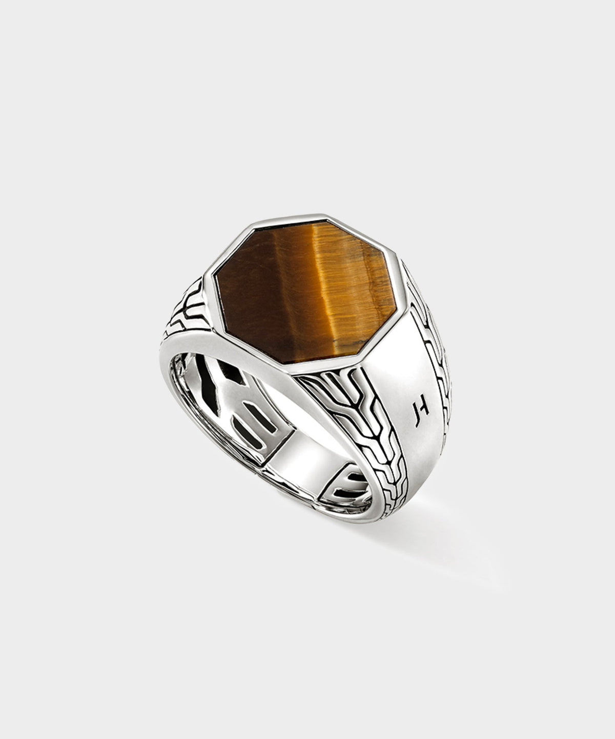 John Hardy Sterling Silver Octagon Signet Ring with Tiger Eye - Silver