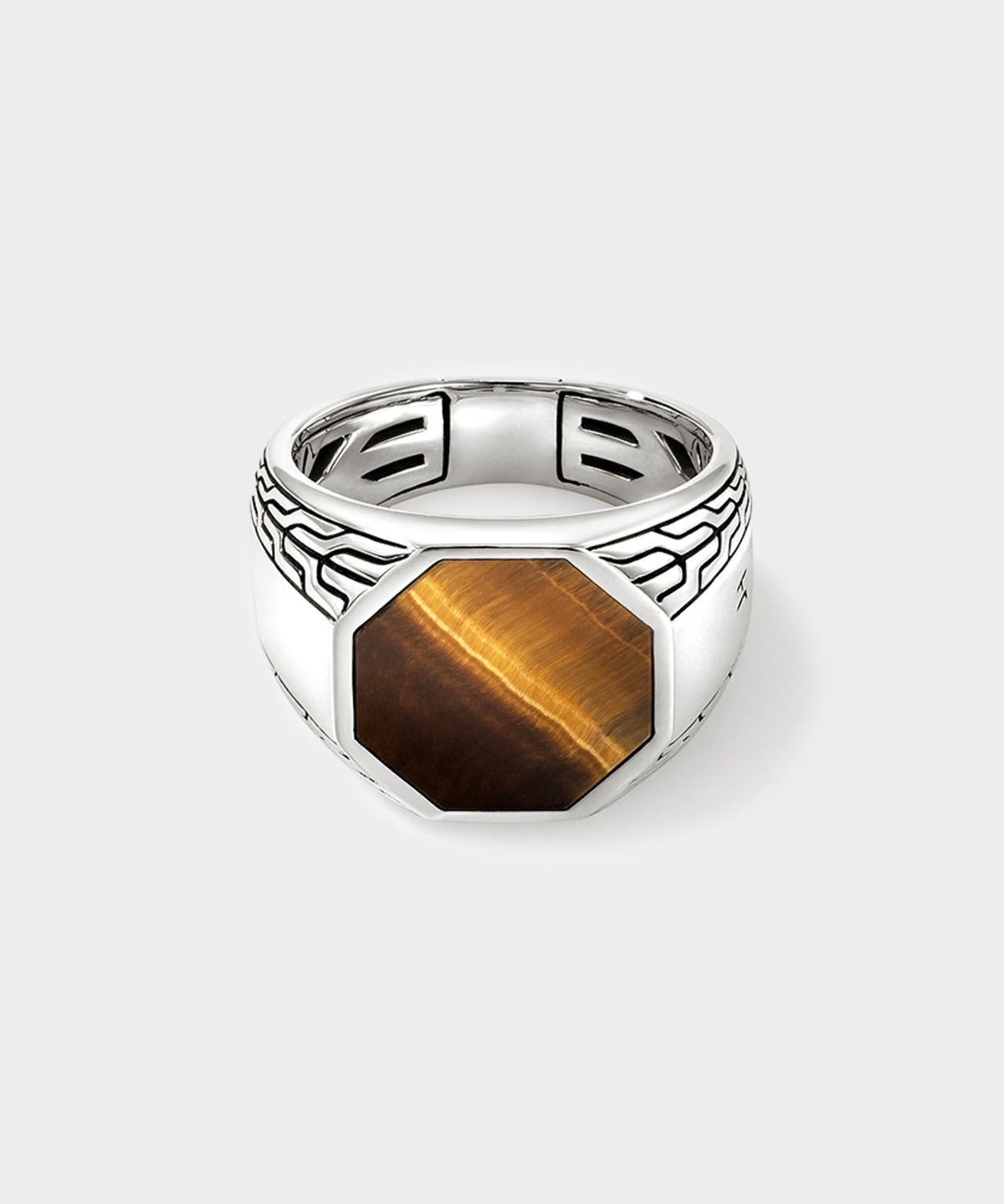 John Hardy Sterling Silver Octagon Signet Ring with Tiger Eye - Silver