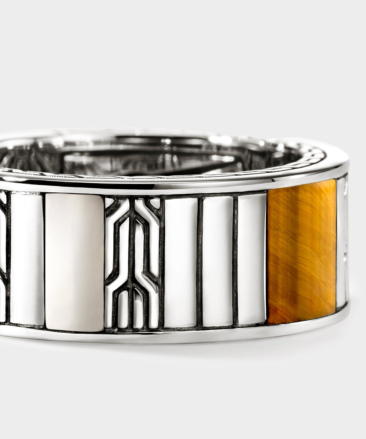 John Hardy Sterling Silver Tiger Eye Icon Band Ring - Silver