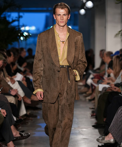 Italian Linen-Cupro Dayshawl Jacket - Brown