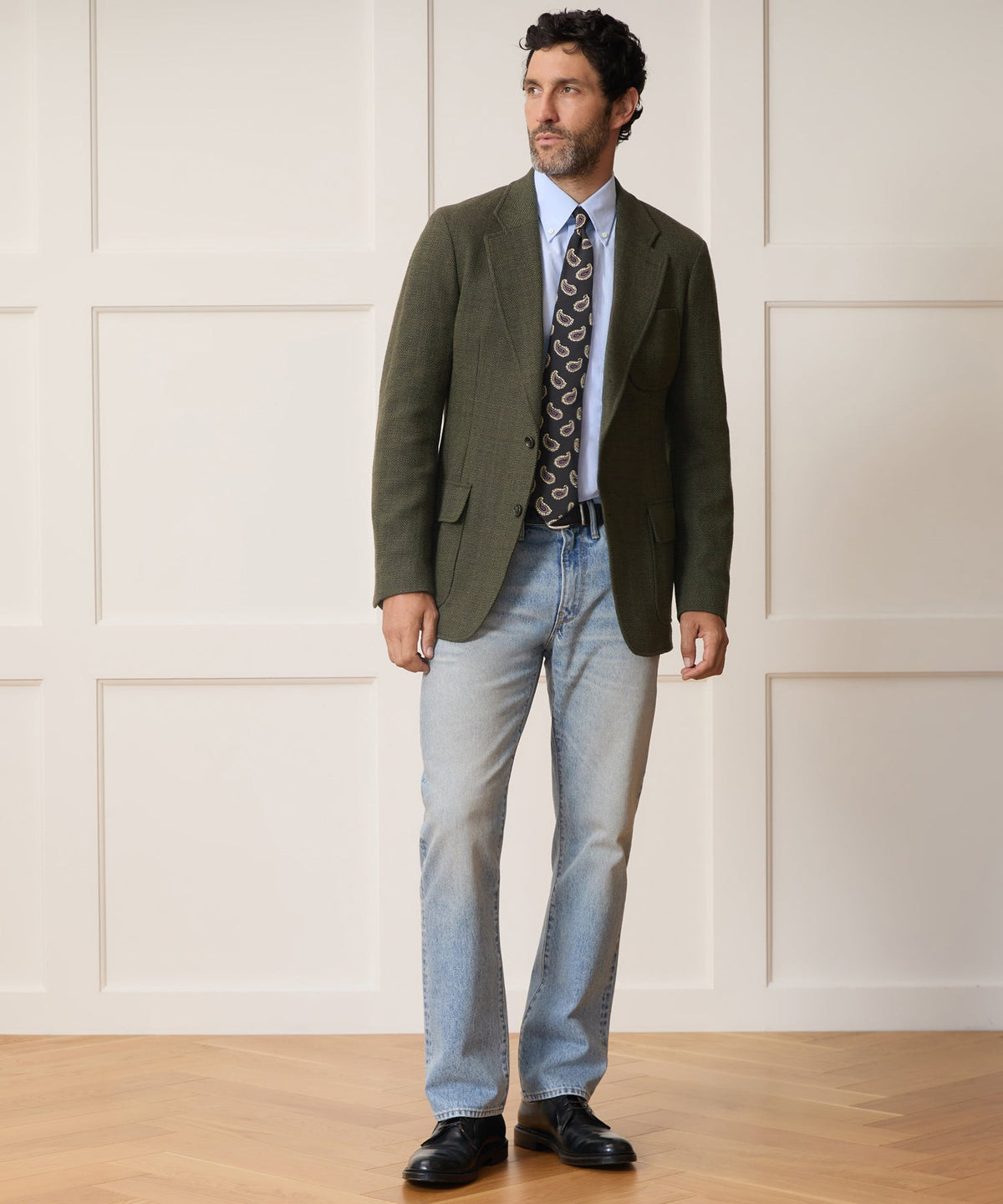Italian Herringbone Heritage Sport Coat - Olive