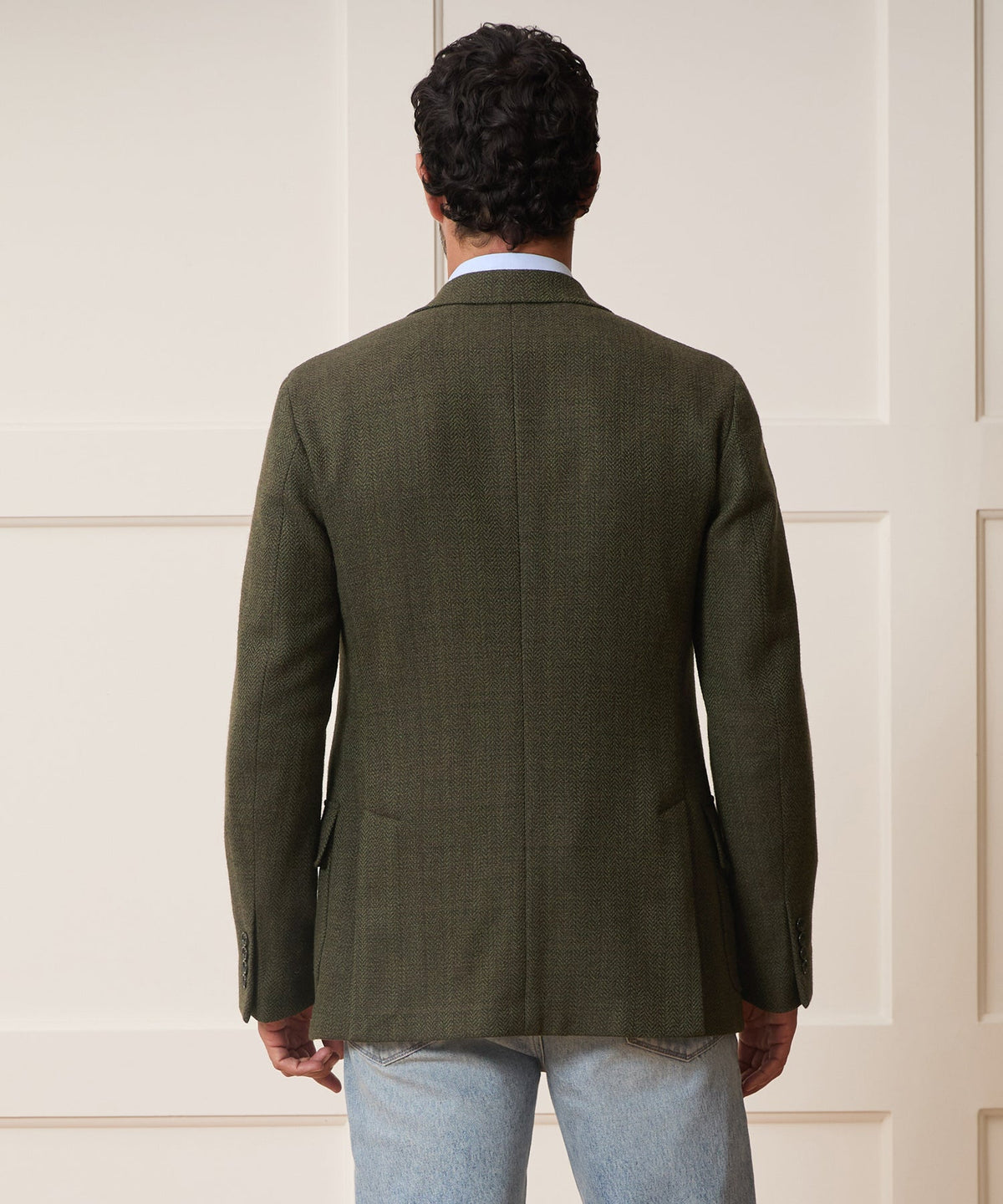 Italian Herringbone Heritage Sport Coat - Olive