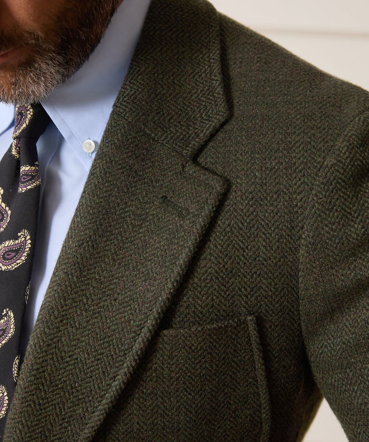Italian Herringbone Heritage Sport Coat - Olive