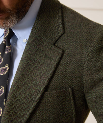 Italian Herringbone Heritage Sport Coat - Olive