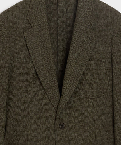 Italian Herringbone Heritage Sport Coat - Olive