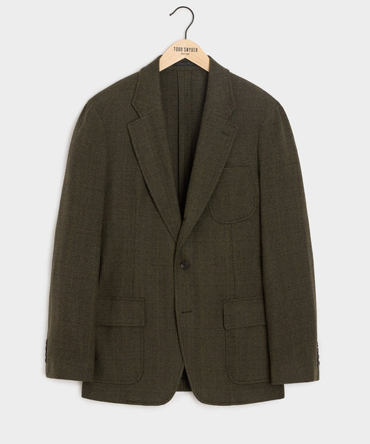 Italian Herringbone Heritage Sport Coat - Olive