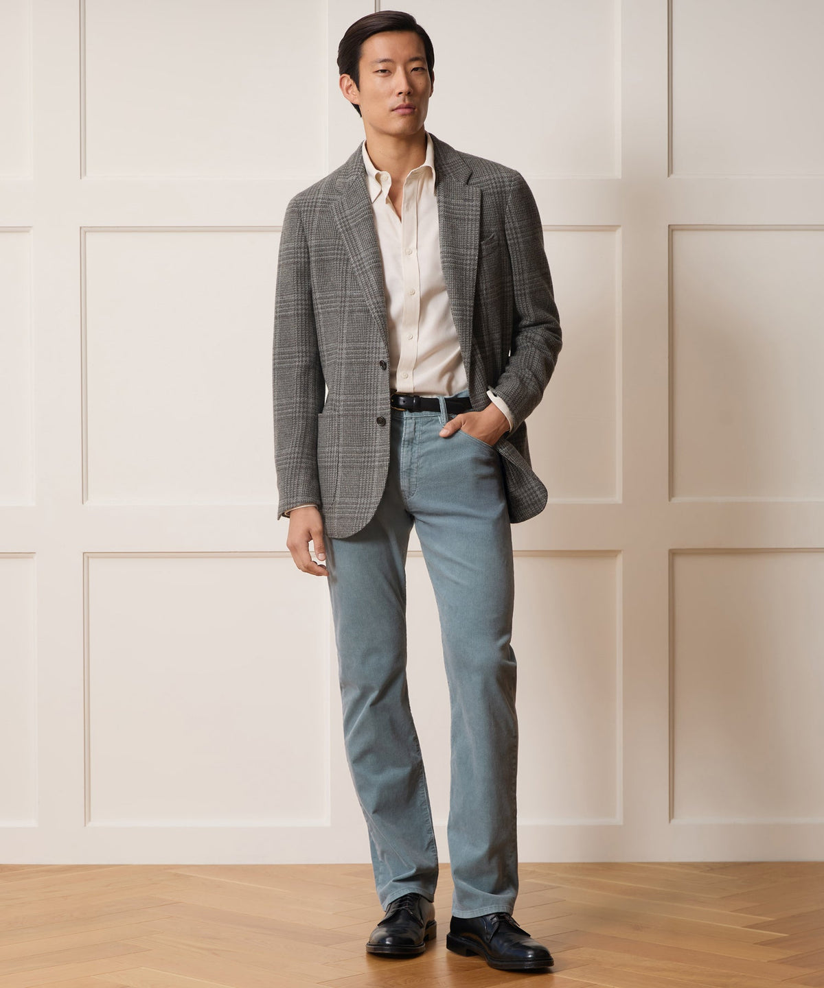 Italian Glen Plaid Sport Coat - Light Grey