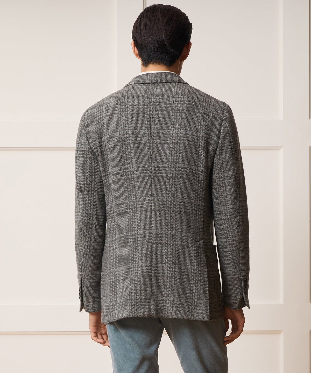 Italian Glen Plaid Sport Coat - Light Grey