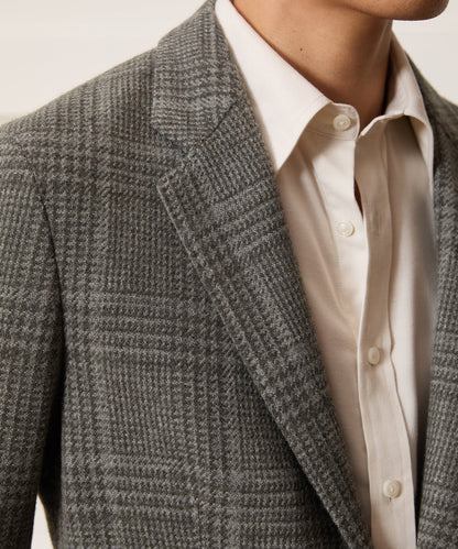 Italian Glen Plaid Sport Coat - Light Grey