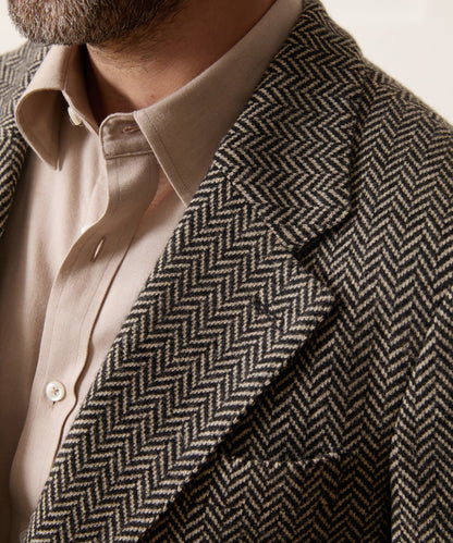 Italian Herringbone Sport Coat - Cream