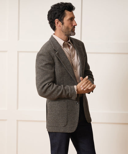 Italian Herringbone Sport Coat - Cream