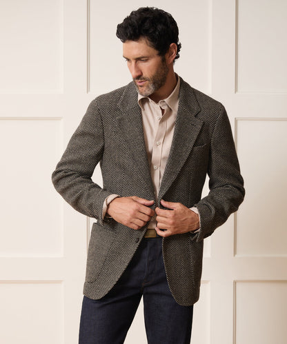 Italian Herringbone Sport Coat - Cream