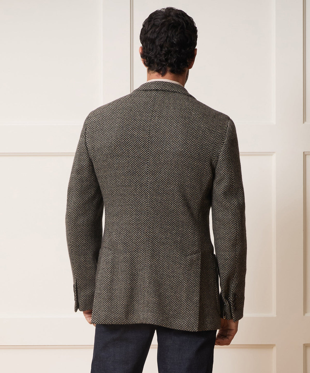 Italian Herringbone Sport Coat - Cream