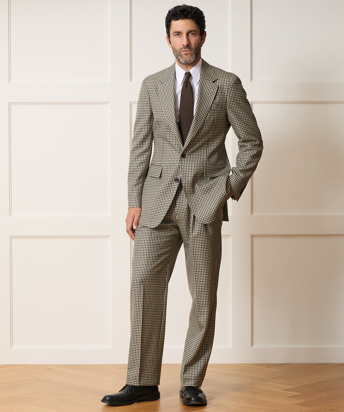 Italian Wool Gingham Wythe Jacket - Tan