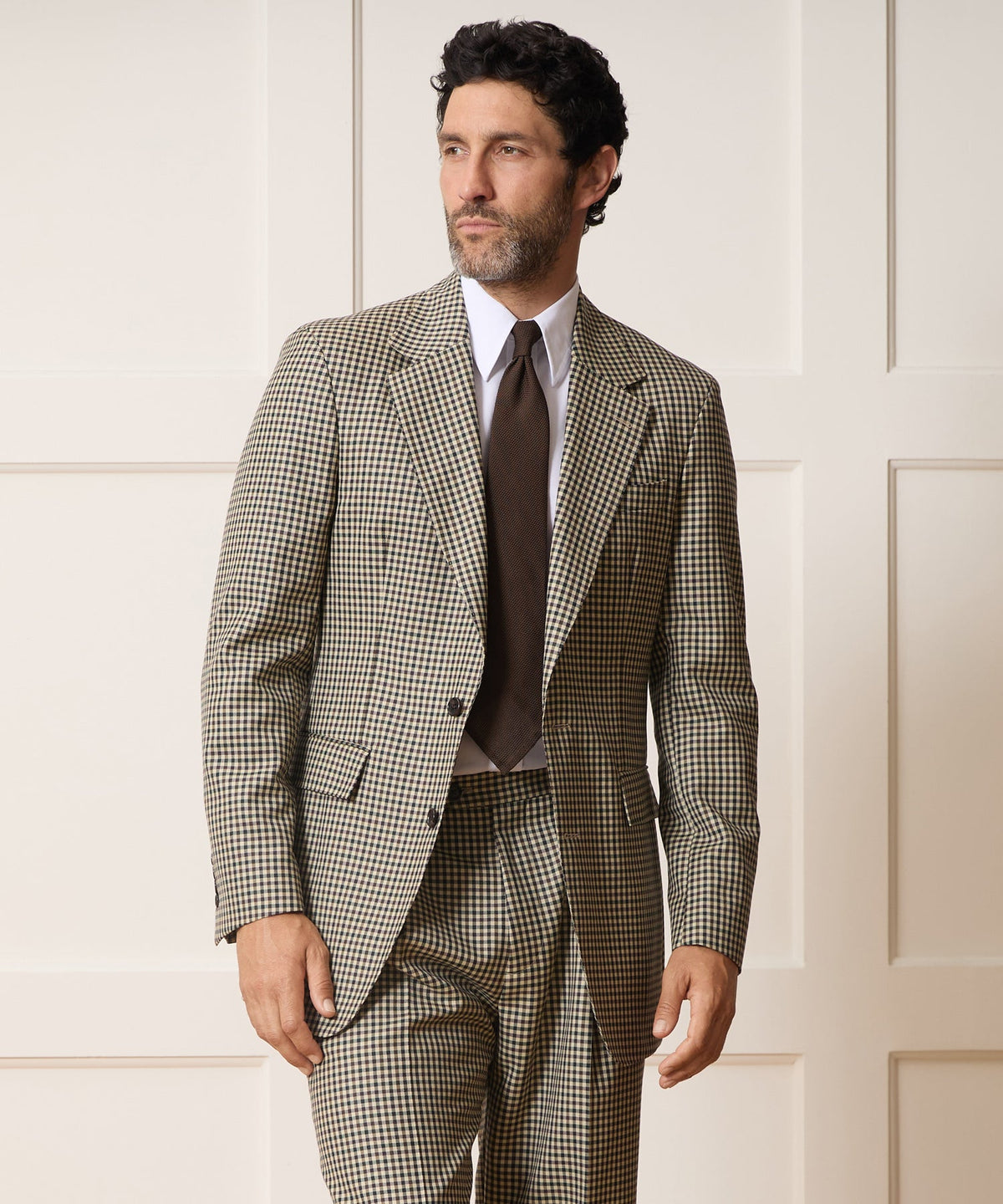 Italian Wool Gingham Wythe Jacket - Tan