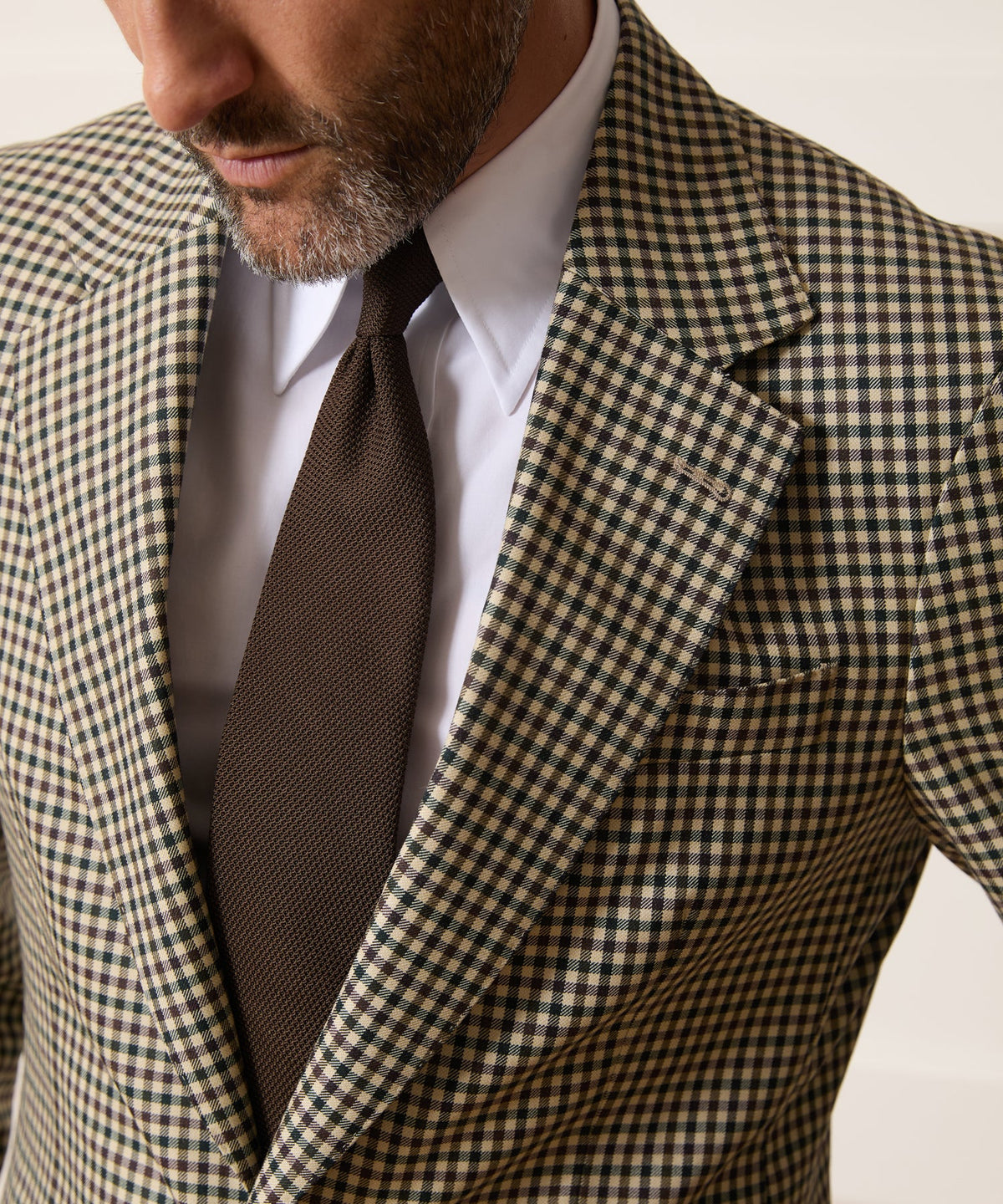 Italian Wool Gingham Wythe Jacket - Tan