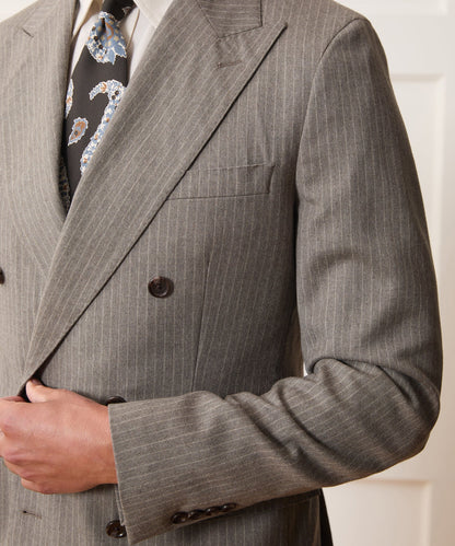 Portuguese Flannel Double-Breasted Wythe Jacket - Pearl Grey