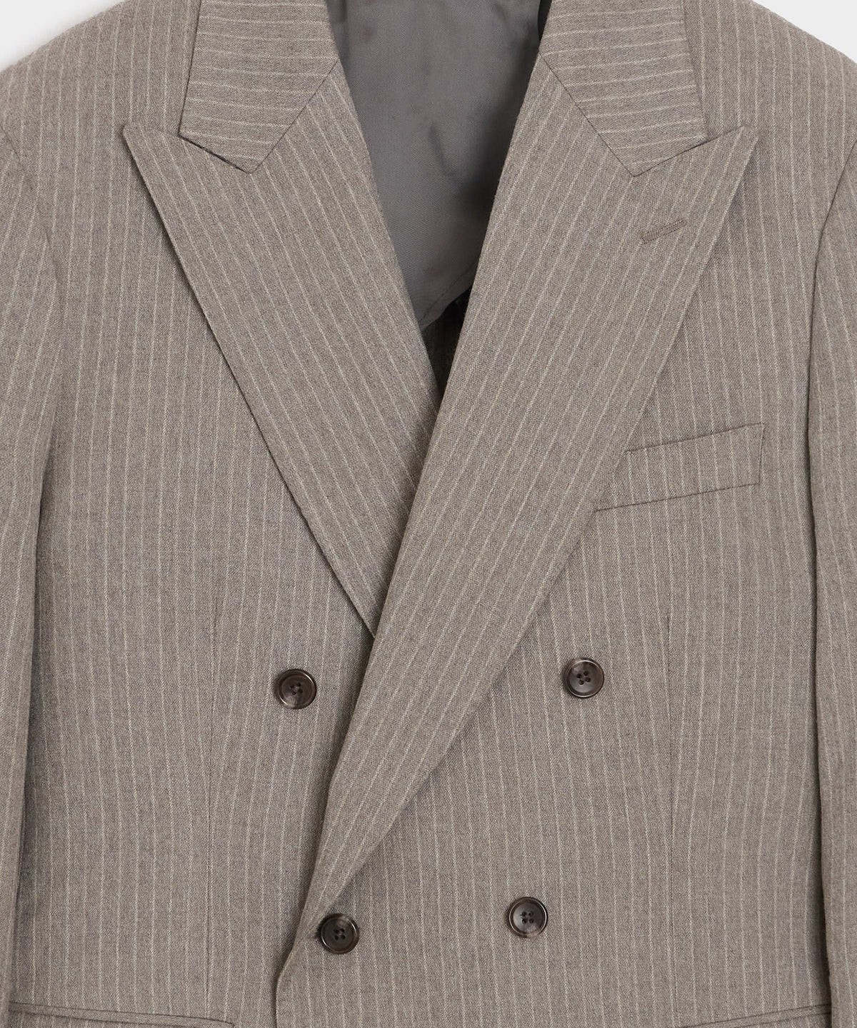 Portuguese Flannel Double-Breasted Wythe Jacket - Pearl Grey