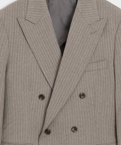 Portuguese Flannel Double-Breasted Wythe Jacket - Pearl Grey