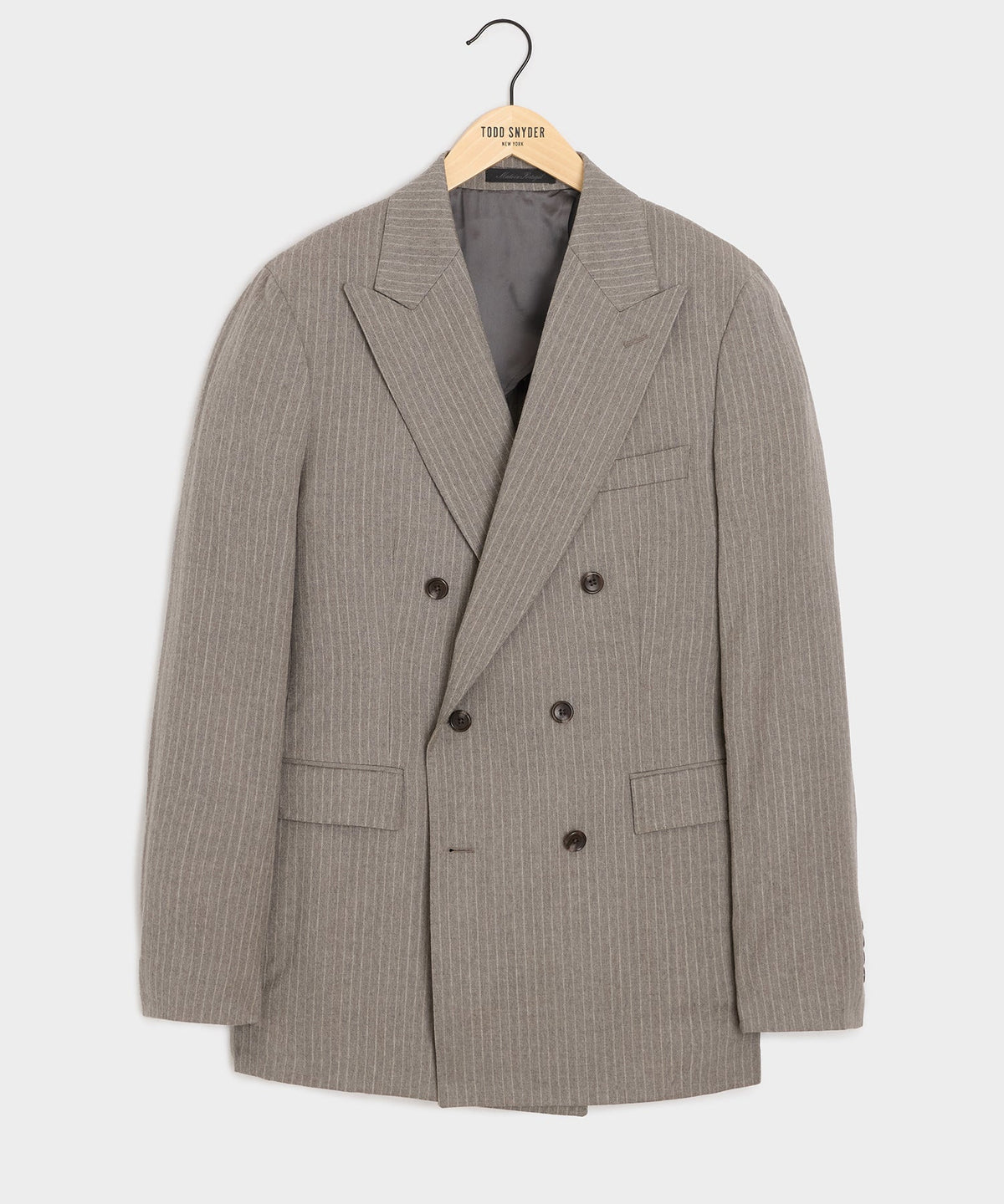 Portuguese Flannel Double-Breasted Wythe Jacket - Pearl Grey