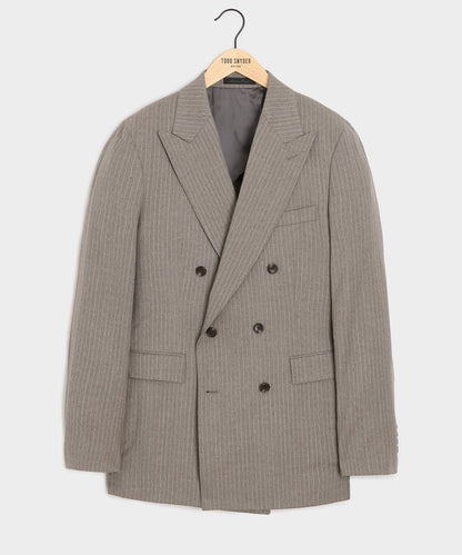 Portuguese Flannel Double-Breasted Wythe Jacket - Pearl Grey