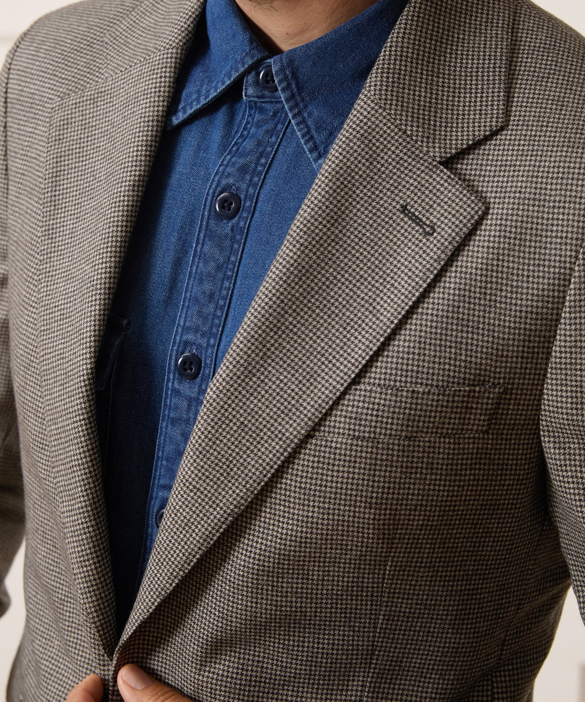 Italian Flannel Houndstooth Sutton Jacket - Cream