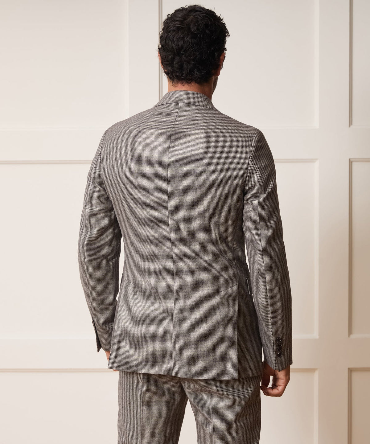 Italian Flannel Houndstooth Sutton Jacket - Cream