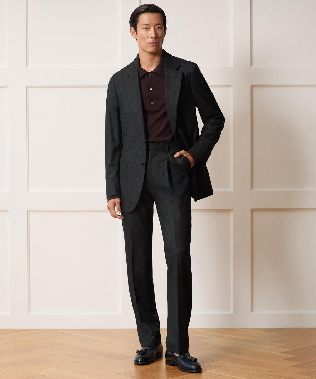 Italian Flannel Madison Jacket - Charcoal