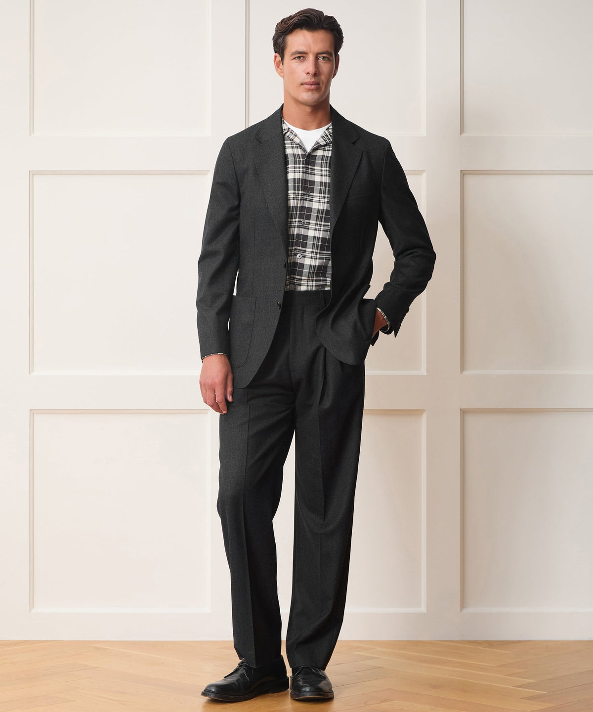 Italian Flannel Madison Jacket - Charcoal