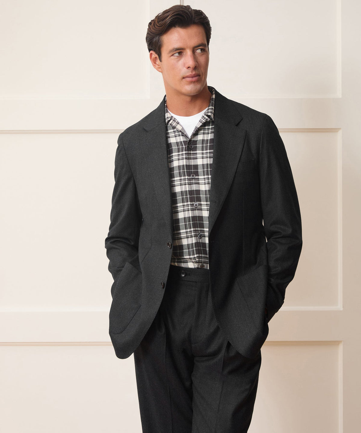 Italian Flannel Madison Jacket - Charcoal