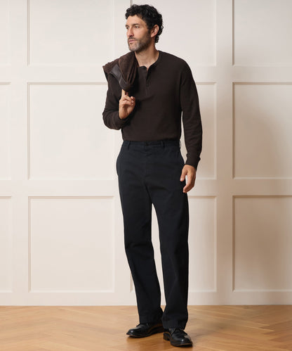 Lightweight Mini Waffle Henley - Espresso Bean