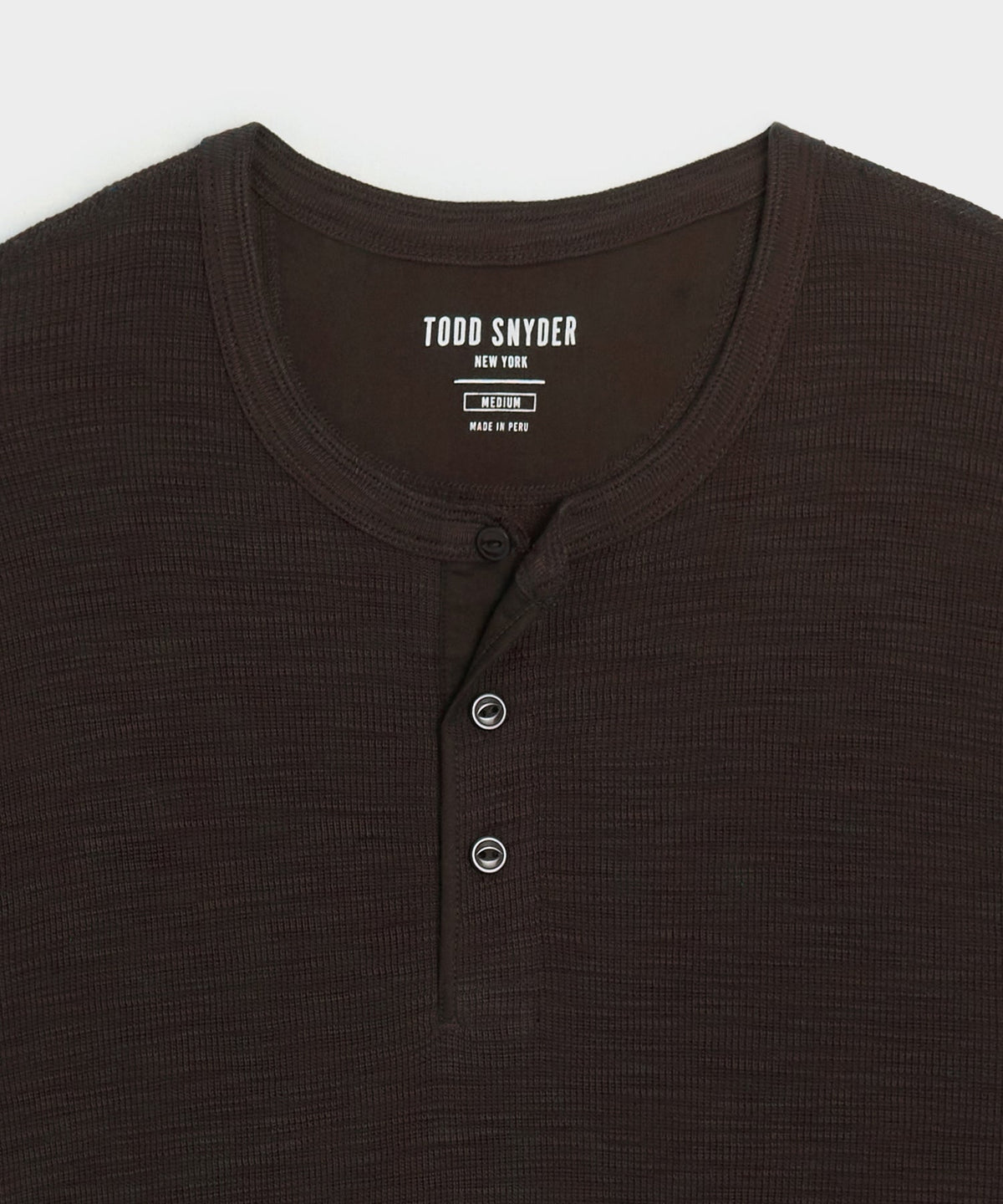 Lightweight Mini Waffle Henley - Espresso Bean