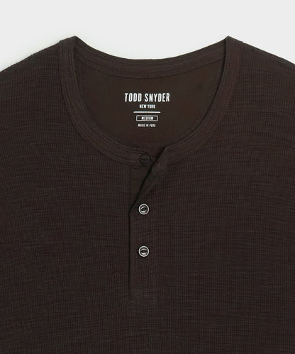 Lightweight Mini Waffle Henley - Espresso Bean