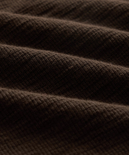 Lightweight Mini Waffle Henley - Espresso Bean