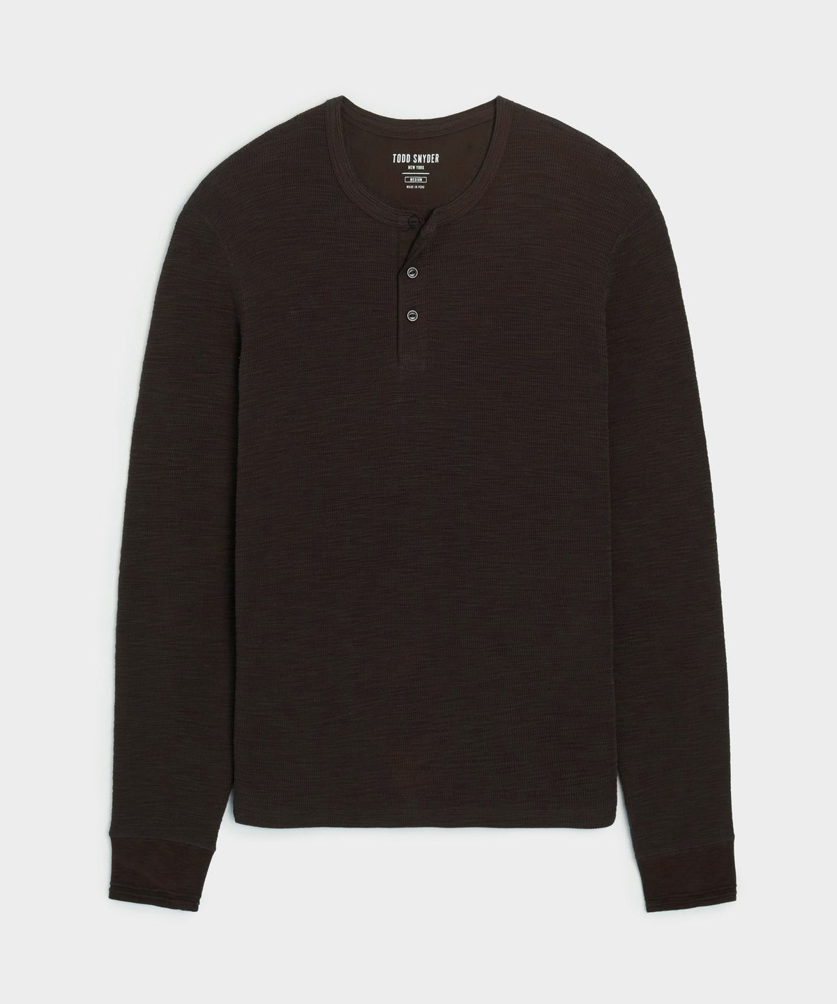 Lightweight Mini Waffle Henley - Espresso Bean