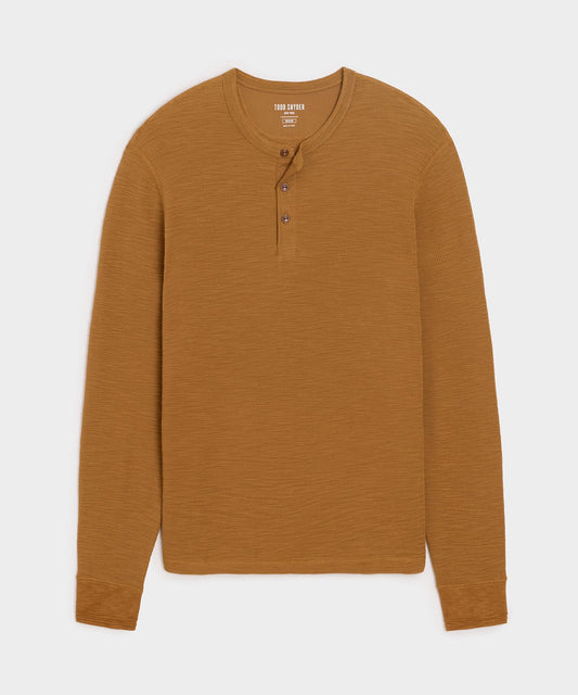 Lightweight Mini Waffle Henley - Raw Twill