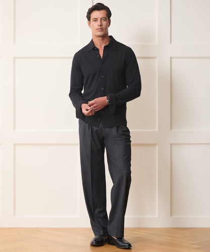 Cotton-Cashmere Pique Shirt - Black