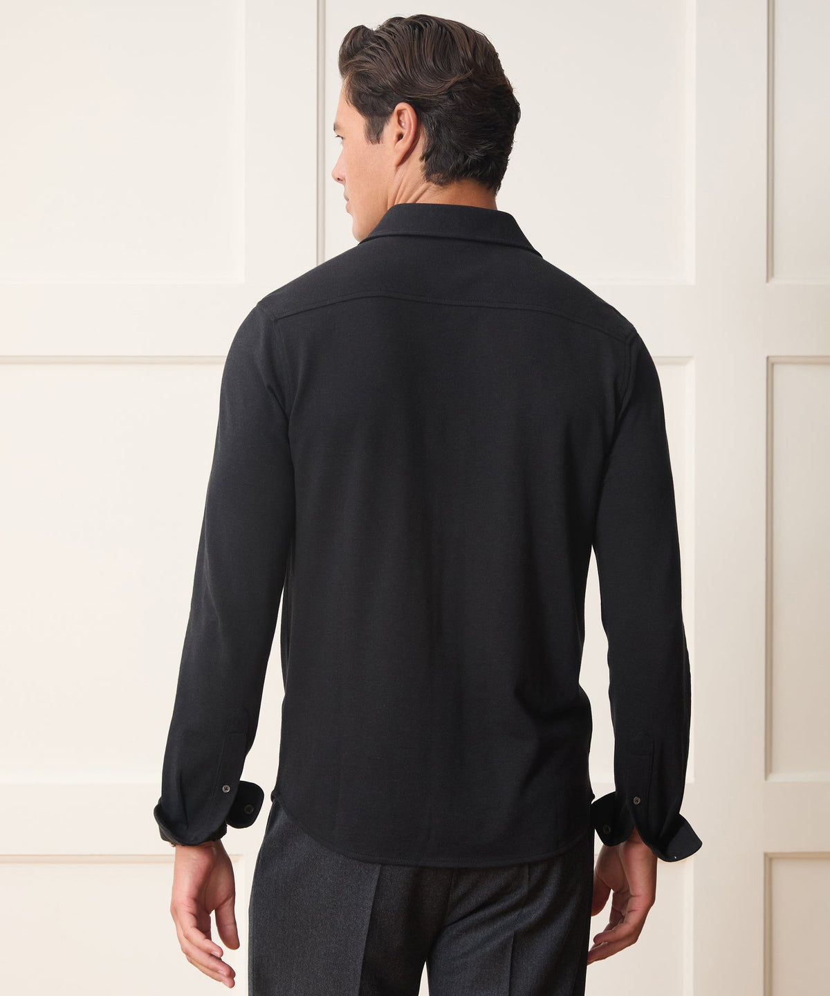 Cotton-Cashmere Pique Shirt - Black