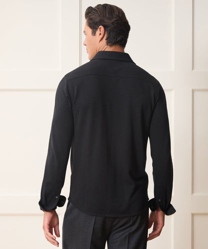 Cotton-Cashmere Pique Shirt - Black