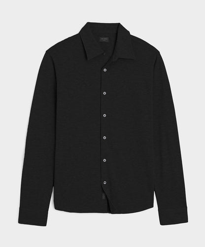Cotton-Cashmere Pique Shirt - Black