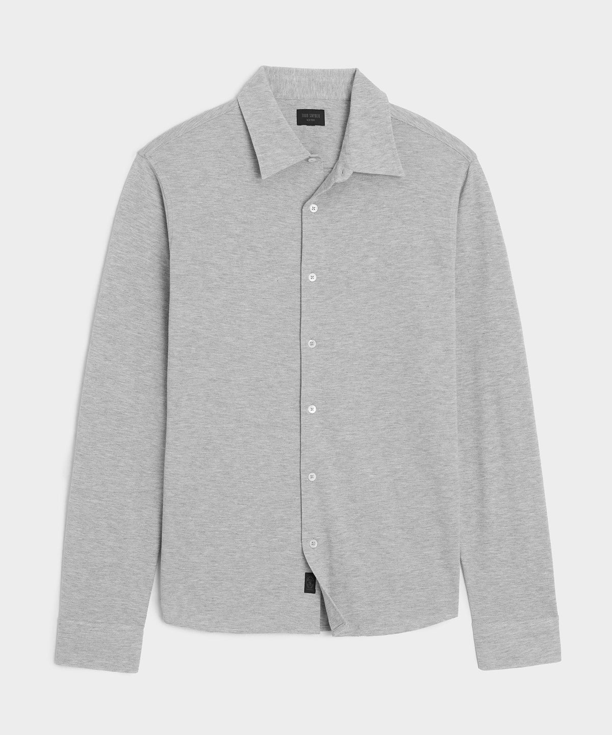 Cotton-Cashmere Pique Shirt - Light Grey Heather