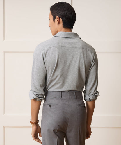 Cotton-Cashmere Pique Shirt - Light Grey Heather